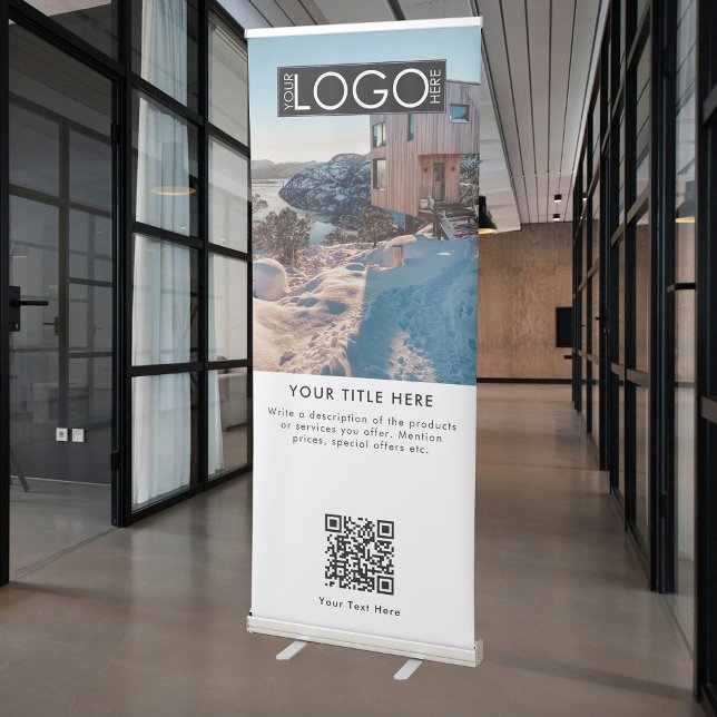 Simple Business Logo QR Code Modern Photo Retractable Banner (Simple Business Logo QR Code Modern Photo Retractable Banner)