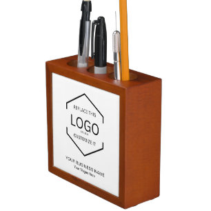Simple Business Logo QR Code Promotional Desk Organizer