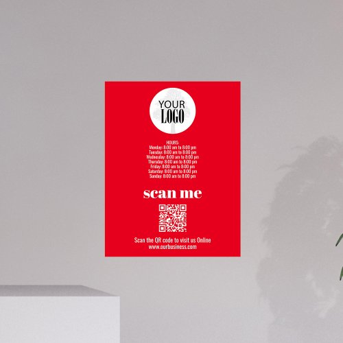 Simple Business Logo QR Code Red Photo Print