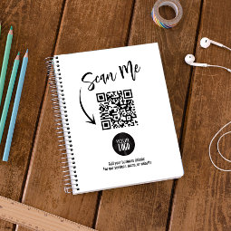 Simple Business Logo QR code Social Media Notebook | Zazzle
