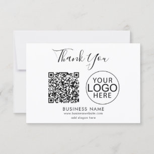Simple Business Logo QR Code Thank You Note Card