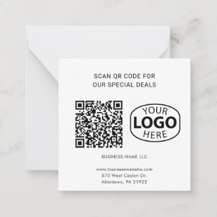 Simple Business Logo QR Code Typography Custom Note Card