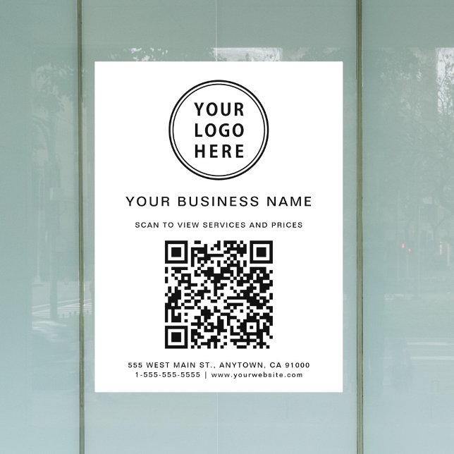 Simple Business Logo QR Code White Window Cling ( Simple Business Logo QR Code White Window Cling)