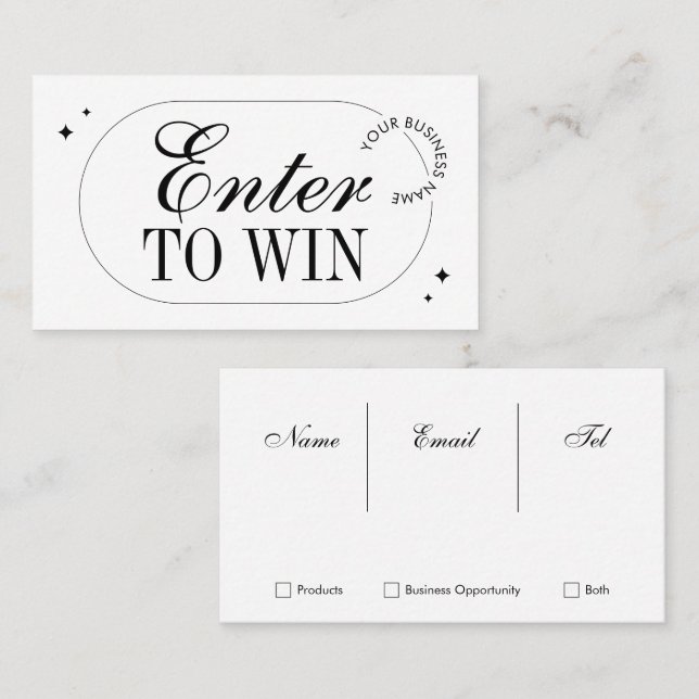 Simple Business Logo Raffle Enter to Win Ticket (Front/Back)