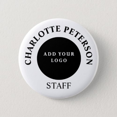 Simple Business Logo Staff Name Tag Custom Button