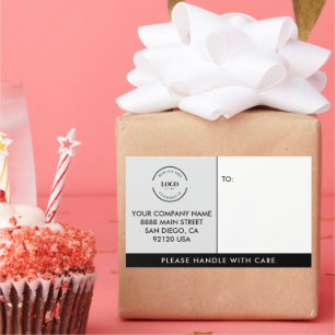 Simple Business logo template handle with care Rectangular Sticker