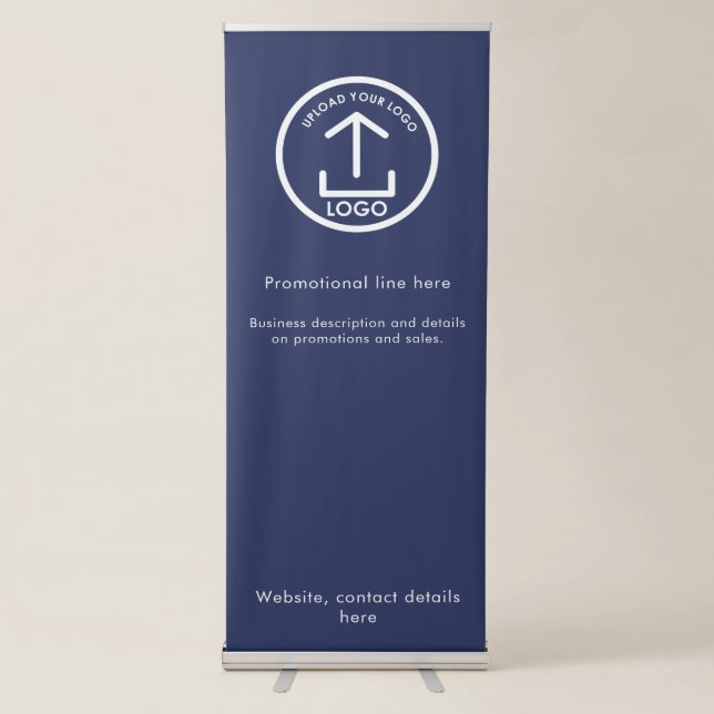 Simple Business Logo Text Professional Blue Retractable Banner (Front)