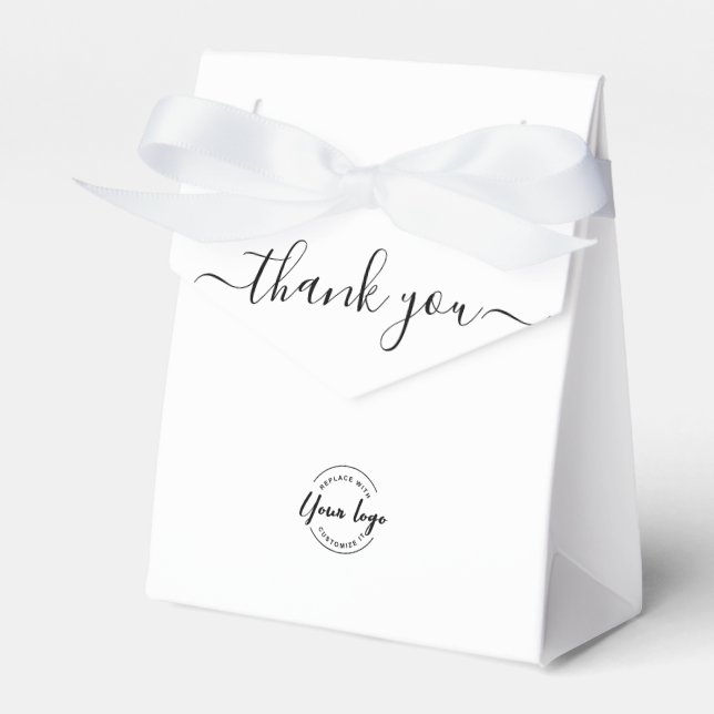 Simple Business logo Thank you Script website  Favor Boxes (Front Side)