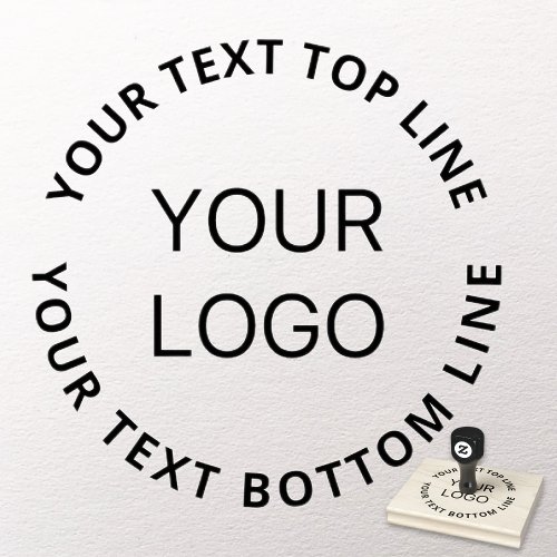 Simple Business Logo Upload  Customizable Text Rubber Stamp