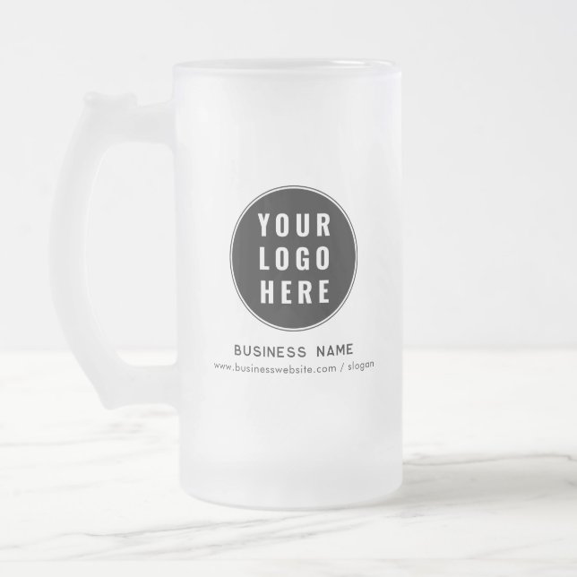 Simple Business Logo Website Custom Promotional Frosted Glass Beer Mug (Left)