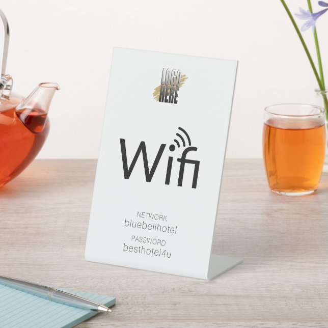 Simple Business Logo Wifi Password Network  Pedestal Sign (In SItu)