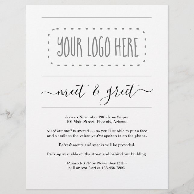 Simple Business Meet & Greet Invitation Add Logo  Flyer (Front)