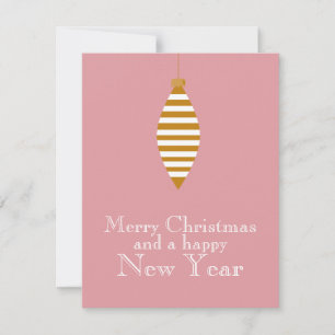 Simple Business Merry Christmas Blush Pink Gold Holiday Card