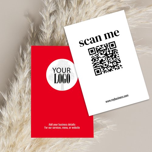 Simple Business Minimalist Logo QR Code Red