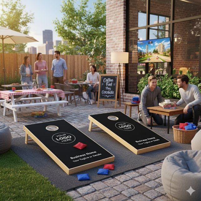Simple Business Name & Logo and Text Cornhole Set (Creator Uploaded)