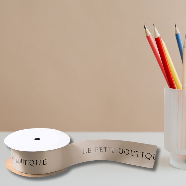 Simple Business Name On Tan Satin Ribbon (Creator Uploaded)