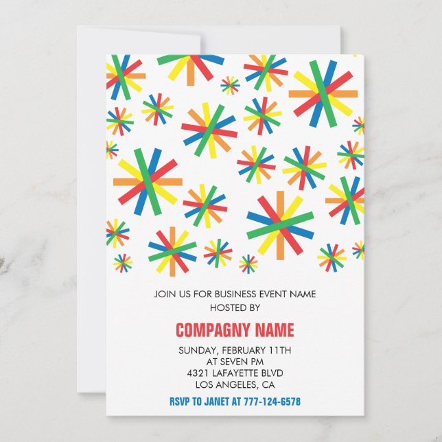 Simple Business party invite Confetti  (Front)