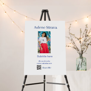 simple business photo QR social website name purpl Foam Board