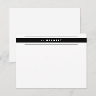 Simple Business Professional Black White Border Note Card