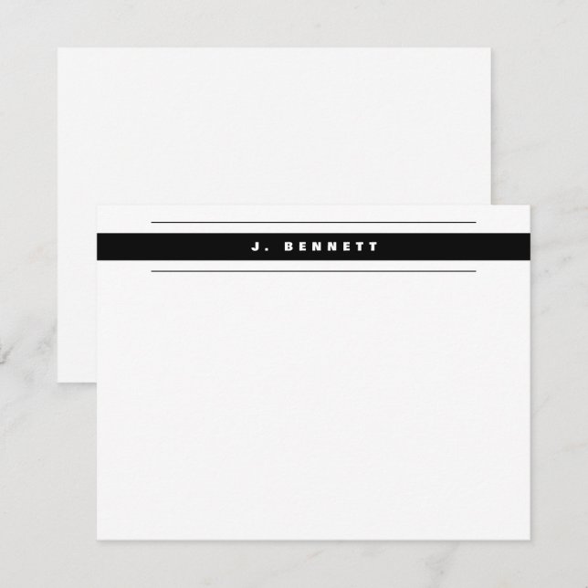 Simple Business Professional Black White Border Note Card (Front/Back)