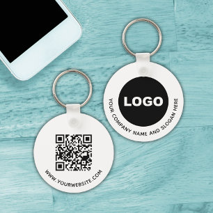 Simple Business Promotional Logo QR Code Keychain