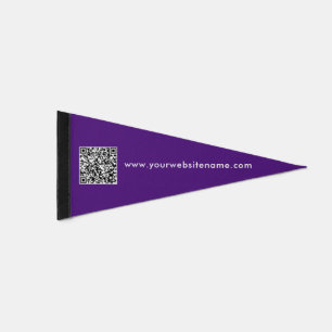 Simple Business Purple Web Digital Scan QR Code Pennant Flag