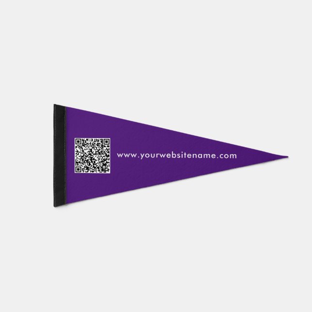 Simple Business Purple Web Digital Scan QR Code Pennant Flag (Front)