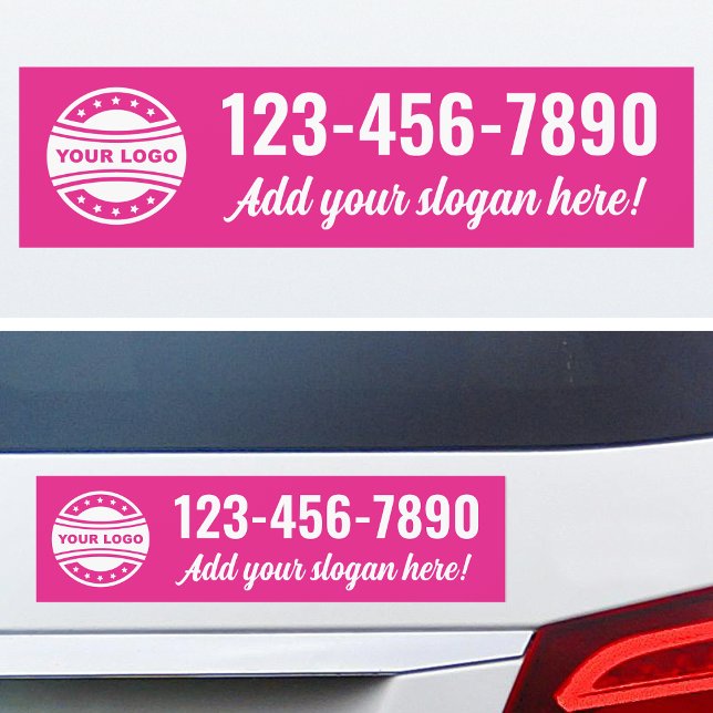 Simple Business Slogan Logo Modern Pink White Car Magnet (Creator Uploaded)