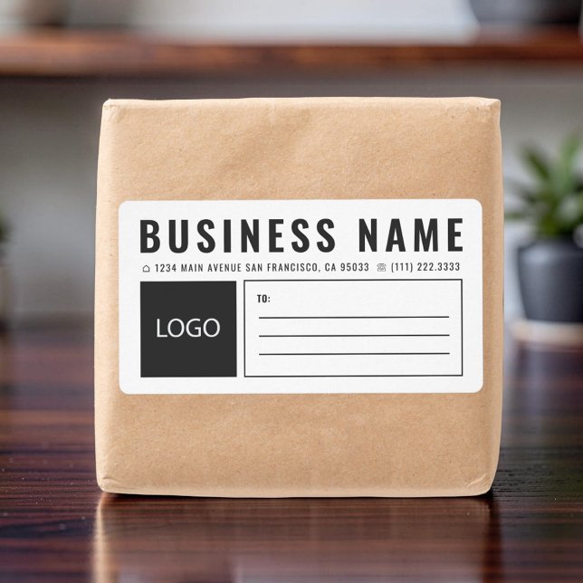 Simple Business Square Logo Mailing Shipping Label (Creator Uploaded)