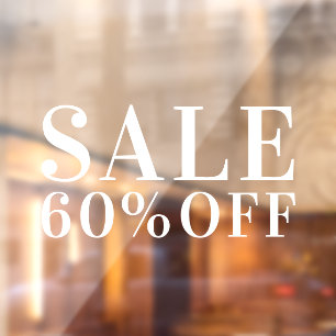 Simple Business Store Sale Discount Off White Window Cling