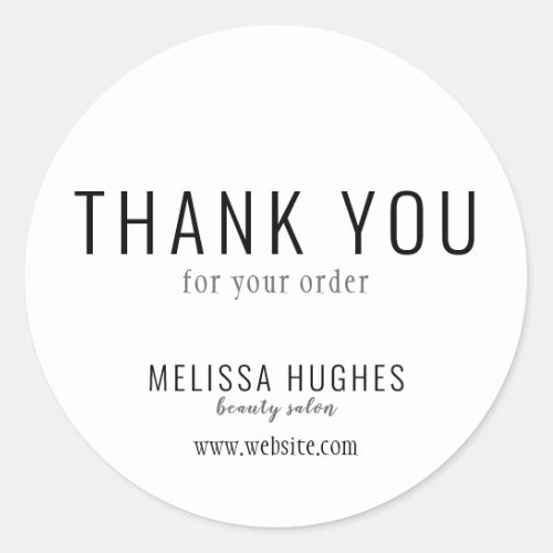 Simple Business Thank You Modern Black and White Classic Round Sticker
