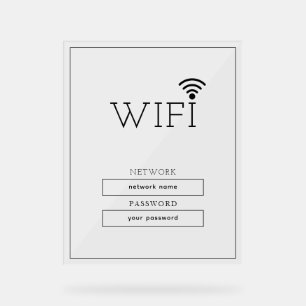 Simple Business Wifi Password and Network Acrylic Sign