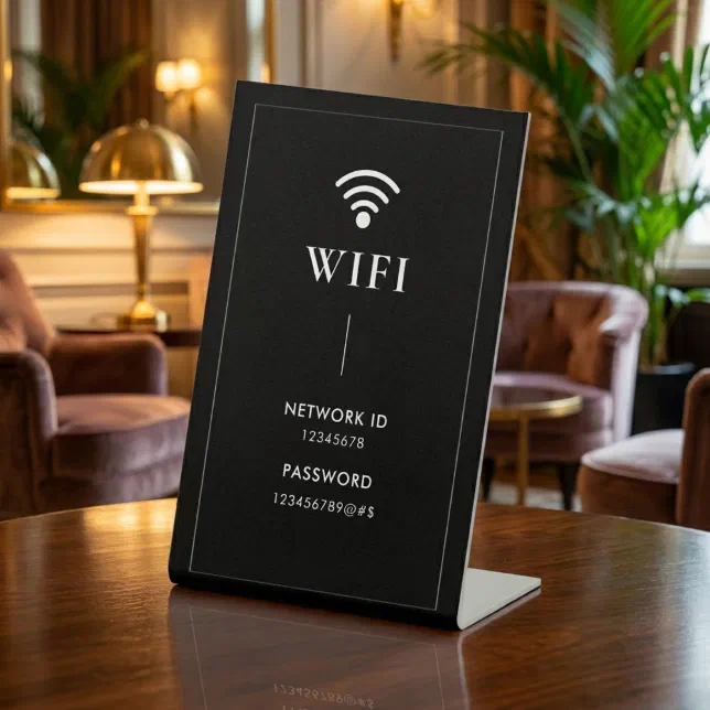 Simple Business Wifi Password and Network Pedestal Sign | Zazzle