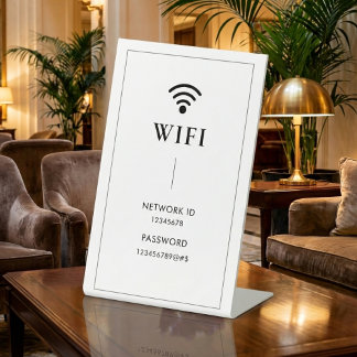 Simple Business  Wifi Password and Network  Pedestal Sign