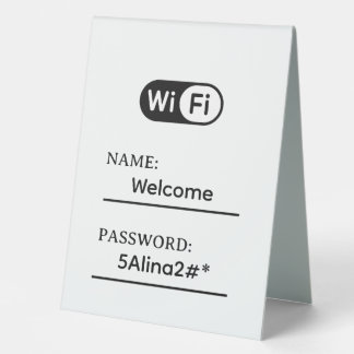 Simple Business Wifi Password and Network Table Tent