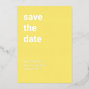 Simple Butter Yellow Save the Date Foil Invitation