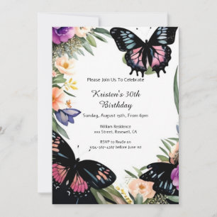 Simple Butterfly Birthday Invitation