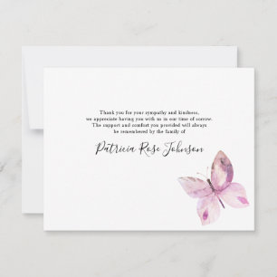 Simple Butterfly Funeral Memorial Thank You Card