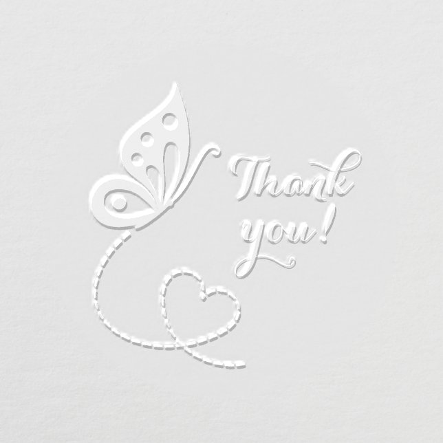 Simple Butterfly Heart Thank You Embosser (Design)