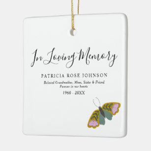 Simple Butterfly In Loving Memory Memorial Gift Ceramic Ornament
