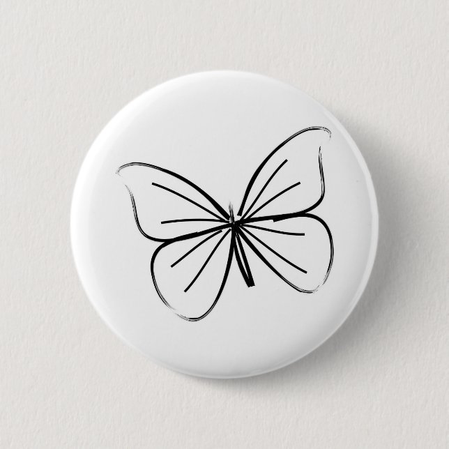 Simple Butterfly Line Drawing Button (Front)