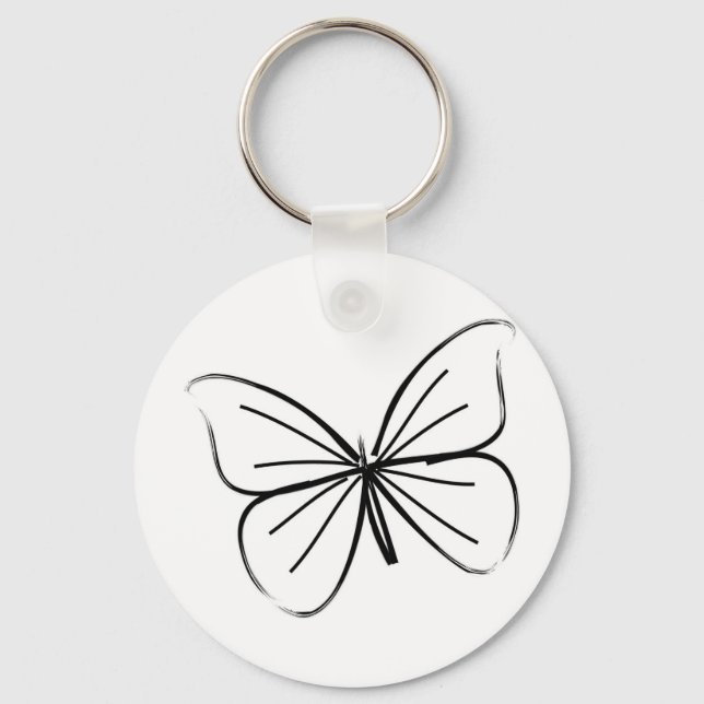 Simple Butterfly Line Drawing Keychain (Front)
