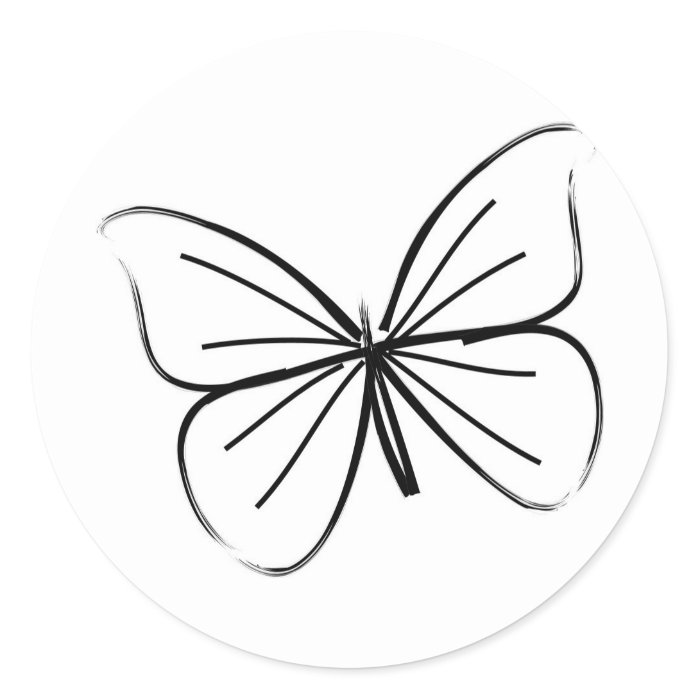 Simple Butterfly Line Drawing Round Sticker