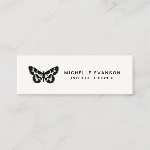 Simple Butterfly Logo Minimalist Black White Mini Business Card