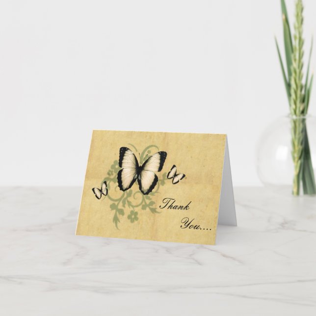 Simple Butterfly's Thank You Note Card (Front)