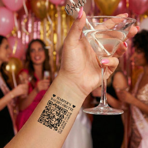 Simple Buy the Bride A Drink QR Code Bachelorette Temporary Tattoos