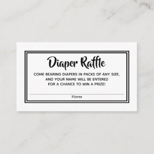 Simple BW Baby Shower Diaper Raffle Tickets Enclosure Card