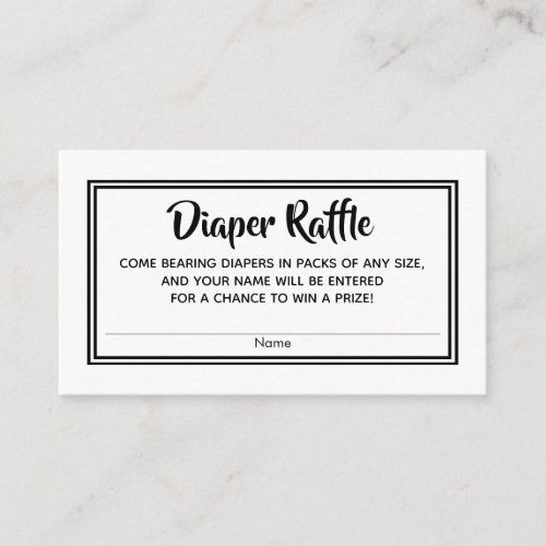 Simple BW Baby Shower Diaper Raffle Tickets Enclosure Card