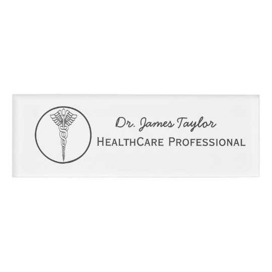 simple caduceus symbol medical healthcare name tag zazzle com