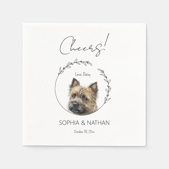 Simple Cairn Terrier Dog Wedding Cocktail Napkins (Front)